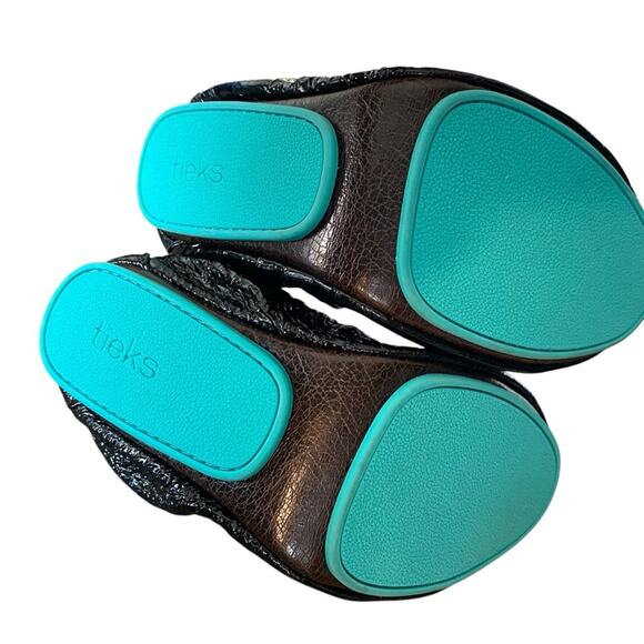 Tieks Italian Leather Ballet Flat Crocodile Patent Print Black size 9 - Picture 6 of 8